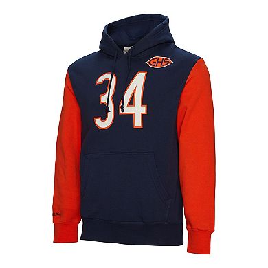 Men's Mitchell & Ness Walter Payton Navy Chicago Bears Retired Player Name & Number Pullover Hoodie