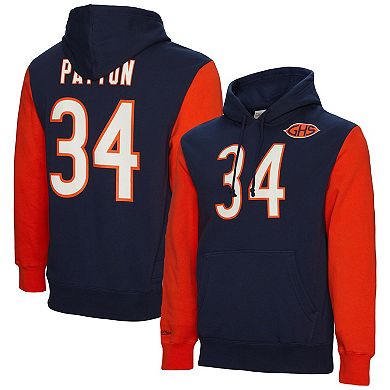 Men's Mitchell & Ness Walter Payton Navy Chicago Bears Retired Player Name & Number Pullover Hoodie