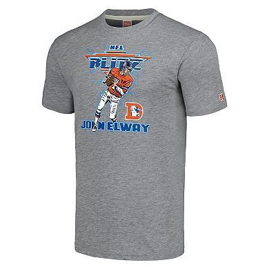 Men's Homage John Elway Gray Denver Broncos NFL Blitz Retired Player Tri-Blend T-Shirt