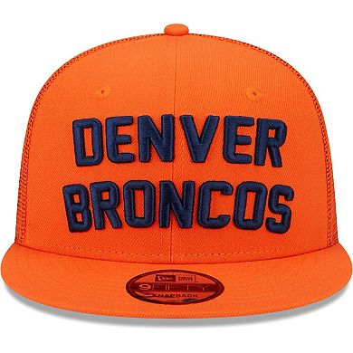 Men's New Era Orange Denver Broncos Stacked Trucker 9FIFTY Snapback Hat