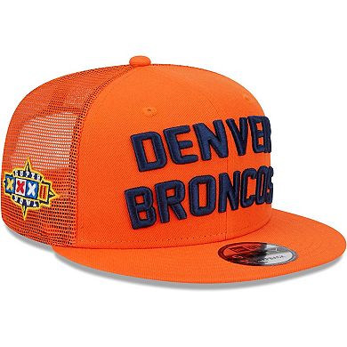 Men's New Era Orange Denver Broncos Stacked Trucker 9FIFTY Snapback Hat