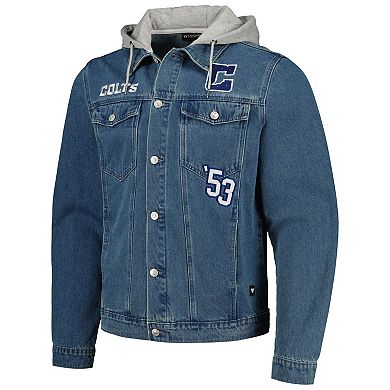 Men's The Wild Collective Indianapolis Colts Hooded Full-Button Denim Jacket