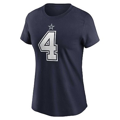 Women's Nike Dak Prescott Navy Dallas Cowboys Player Name & Number T-Shirt