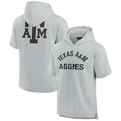 Unisex Fanatics Signature Gray Texas A&M Aggies Super Soft Fleece Short Sleeve Pullover Hoodie