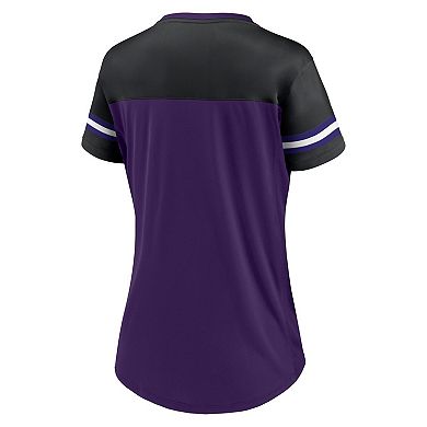 Women's Fanatics Branded Purple/Black Baltimore Ravens Blitz & Glam Lace-Up V-Neck Jersey T-Shirt