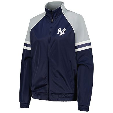 Women's G-III 4Her by Carl Banks Navy New York Yankees First Place Raglan Full-Zip Track Jacket
