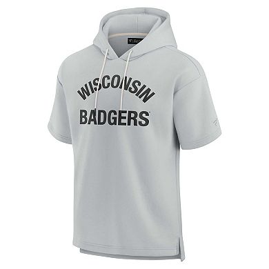 Unisex Fanatics Signature Gray Wisconsin Badgers Super Soft Fleece Short Sleeve Pullover Hoodie