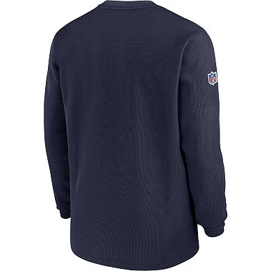 Men's Nike  Navy Denver Broncos 2023 Sideline Throwback Heavy Brushed Waffle Long Sleeve Top