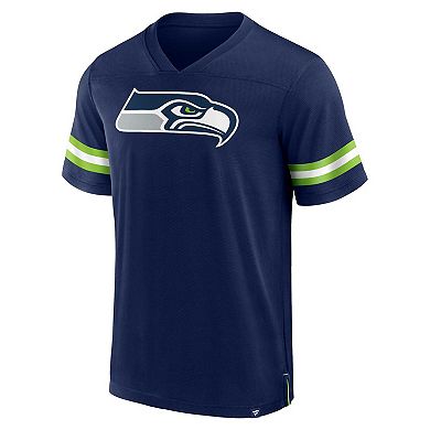 Men's Fanatics Branded College Navy Seattle Seahawks Jersey Tackle V-Neck T-Shirt
