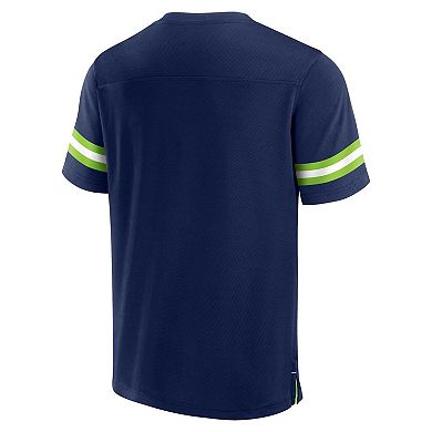 Men's Fanatics Branded College Navy Seattle Seahawks Jersey Tackle V-Neck T-Shirt