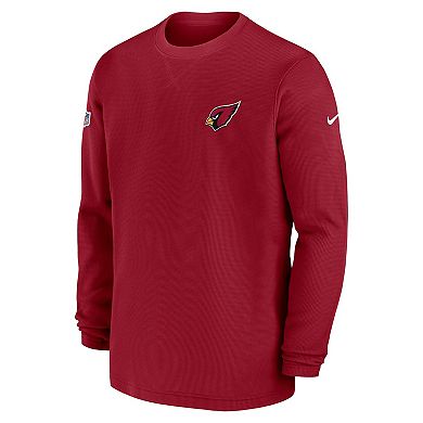 Men's Nike  Cardinal Arizona Cardinals 2023 Sideline Throwback Heavy Brushed Waffle Long Sleeve Top