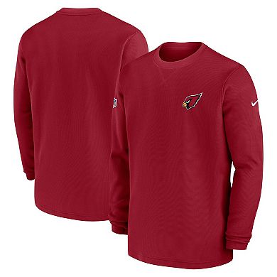 Men's Nike  Cardinal Arizona Cardinals 2023 Sideline Throwback Heavy Brushed Waffle Long Sleeve Top