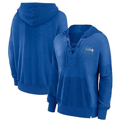 Women's Fanatics Branded Royal Seattle Seahawks Heritage Snow Wash French Terry Lace-Up Pullover Hoodie