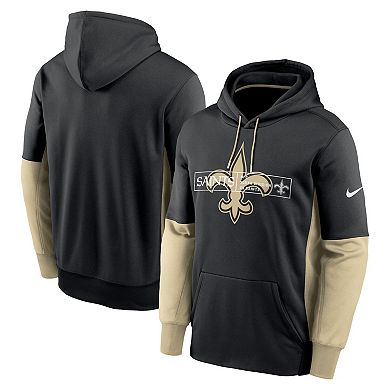 Men's Nike Black New Orleans Saints Color Block Fleece Performance Pullover Hoodie