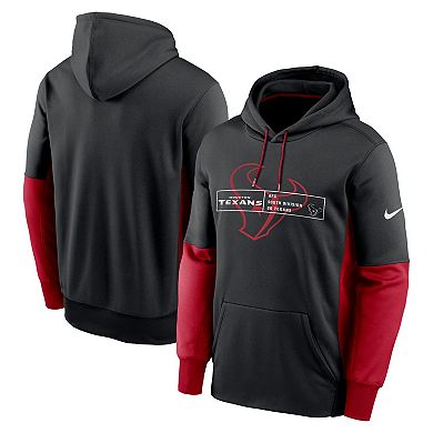 Men's Nike Black Houston Texans Color Block Fleece Performance Pullover Hoodie