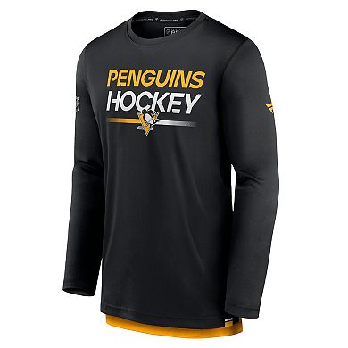 Men's Fanatics Branded  Black Pittsburgh Penguins Authentic Pro Long Sleeve T-Shirt