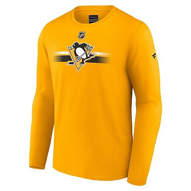 Men's Fanatics Branded  Gold Pittsburgh Penguins Authentic Pro Primary Long Sleeve T-Shirt