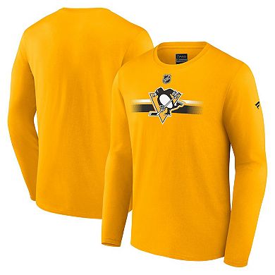 Men's Fanatics Branded  Gold Pittsburgh Penguins Authentic Pro Primary Long Sleeve T-Shirt