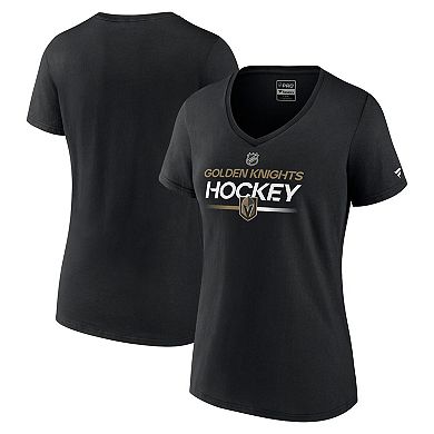 Women's Fanatics Branded  Black Vegas Golden Knights Authentic Pro V-Neck T-Shirt