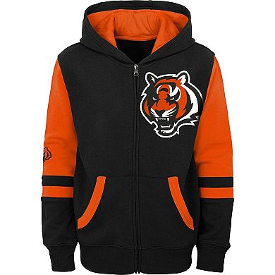 Youth Black Cincinnati Bengals Colorblock Full-Zip Hoodie