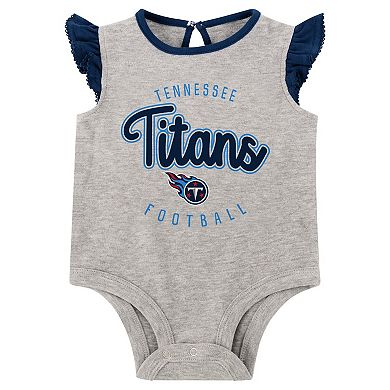 Girls Infant Heather Gray/Navy Tennessee Titans All Dolled Up Three-Piece Bodysuit, Skirt & Booties Set