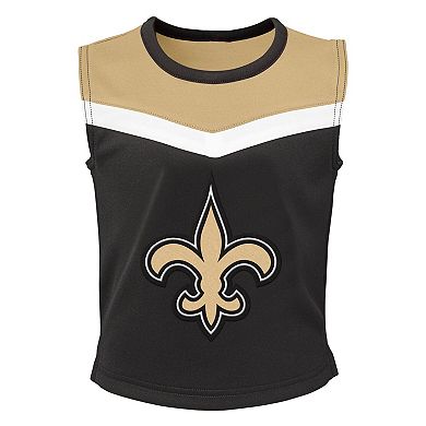 Girls Preschool Black New Orleans Saints Spirit Cheerleader Two-Piece Set with Bloomers