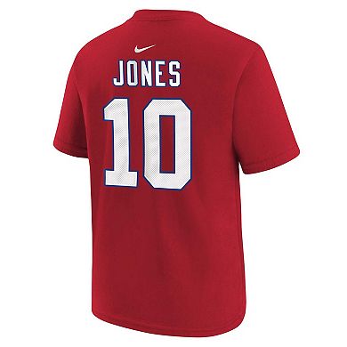 Youth Nike Mac Jones Red New England Patriots Player Name & Number T-Shirt