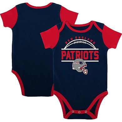Newborn & Infant Navy/Red New England Patriots Home Field Advantage Three-Piece Bodysuit, Bib & Booties Set