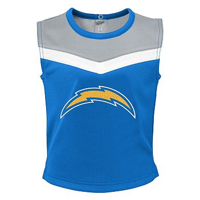 Girls Toddler Powder Blue Los Angeles Chargers Spirit Cheer Two-Piece Cheerleader Set with Bloomers