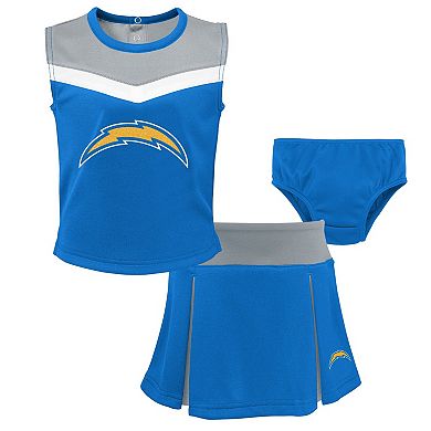 Girls Toddler Powder Blue Los Angeles Chargers Spirit Cheer Two-Piece Cheerleader Set with Bloomers