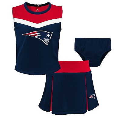 Girls Toddler Navy New England Patriots Spirit Cheer Three-Piece Cheerleader Set