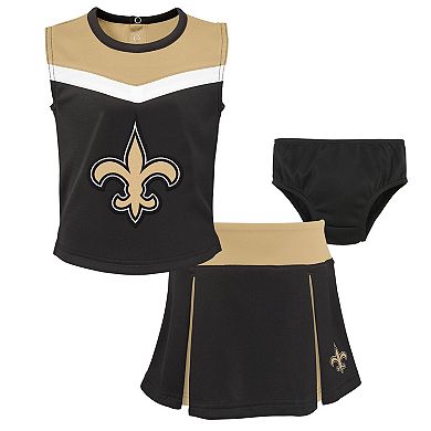 Girls Toddler Black New Orleans Saints Spirit Cheer Three-Piece Cheerleader Set