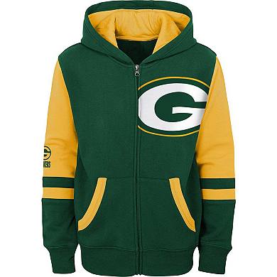 Youth Green Green Bay Packers Colorblock Full-Zip Hoodie