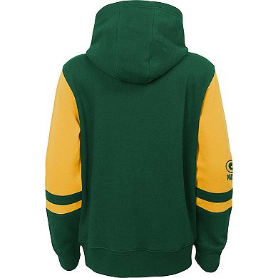 Youth Green Green Bay Packers Colorblock Full-Zip Hoodie