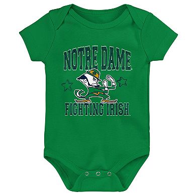 Newborn & Infant Navy/Green/Heather Gray Notre Dame Fighting Irish Born To Be Three-Pack Bodysuit Set