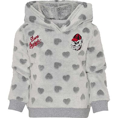 Girls Infant Gray/Red Georgia Bulldogs Heart To Heart Pullover Hoodie and Leggings Set