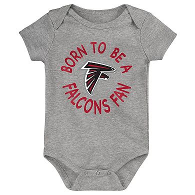 Infant Red/Black/Gray Atlanta Falcons Born to Be 3-Pack Bodysuit Set