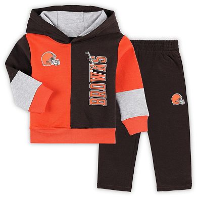 Toddler Brown Cleveland Browns 50 Yard Dash Fleece Pullover Hoodie & Pants Set