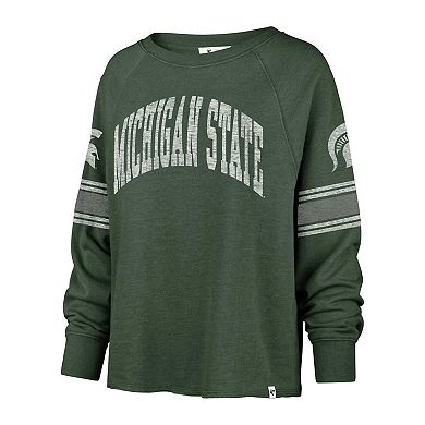 Women's '47 Green Michigan State Spartans Allie Modest Raglan Long Sleeve Cropped T-Shirt