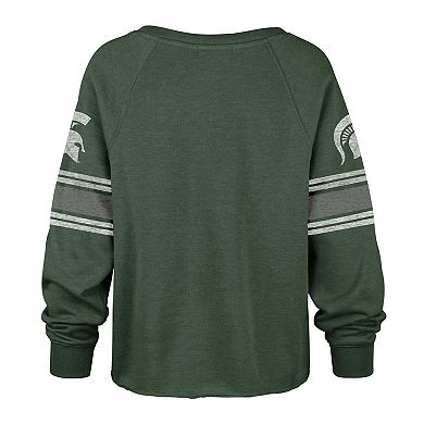 Women's '47 Green Michigan State Spartans Allie Modest Raglan Long Sleeve Cropped T-Shirt