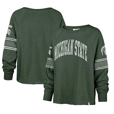 Women's '47 Green Michigan State Spartans Allie Modest Raglan Long Sleeve Cropped T-Shirt