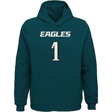 Youth Jalen Hurts Midnight Green Philadelphia Eagles Mainliner Player Name & Number Pullover Hoodie