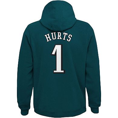 Youth Jalen Hurts Midnight Green Philadelphia Eagles Mainliner Player Name & Number Pullover Hoodie