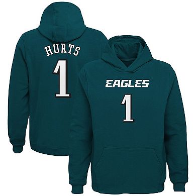 Youth Jalen Hurts Midnight Green Philadelphia Eagles Mainliner Player Name & Number Pullover Hoodie