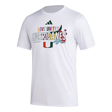 Men's adidas x Rich Mnisi Pride Collection White Miami Hurricanes Pregame AEROREADY T-Shirt