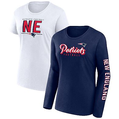 Women's Fanatics Branded Navy/White New England Patriots Two-Pack Combo Cheerleader T-Shirt Set