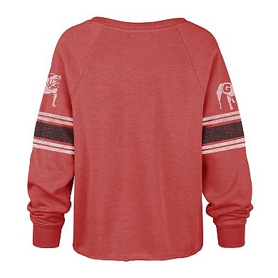 Women's '47 Red Georgia Bulldogs Allie Modest Raglan Long Sleeve Cropped T-Shirt