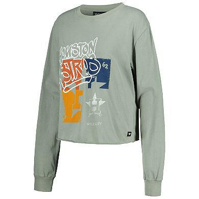 Women's The Wild Collective Gray Houston Astros Cropped Long Sleeve T-Shirt