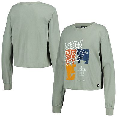 Women's The Wild Collective Gray Houston Astros Cropped Long Sleeve T-Shirt