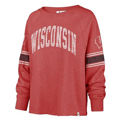 Women's '47 Red Wisconsin Badgers Allie Modest Raglan Long Sleeve Cropped T-Shirt